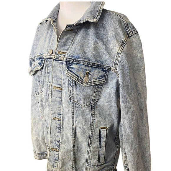 Zara Denim trucker Jacket Long Sleeve Pockets Cotton Blend Light Blue Size Small - Picture 3 of 12